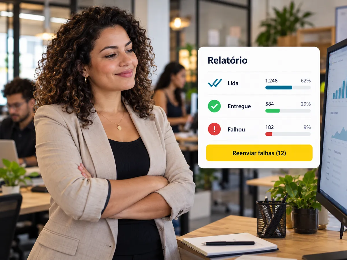 Relatório por contato com botão de reenviar falhas