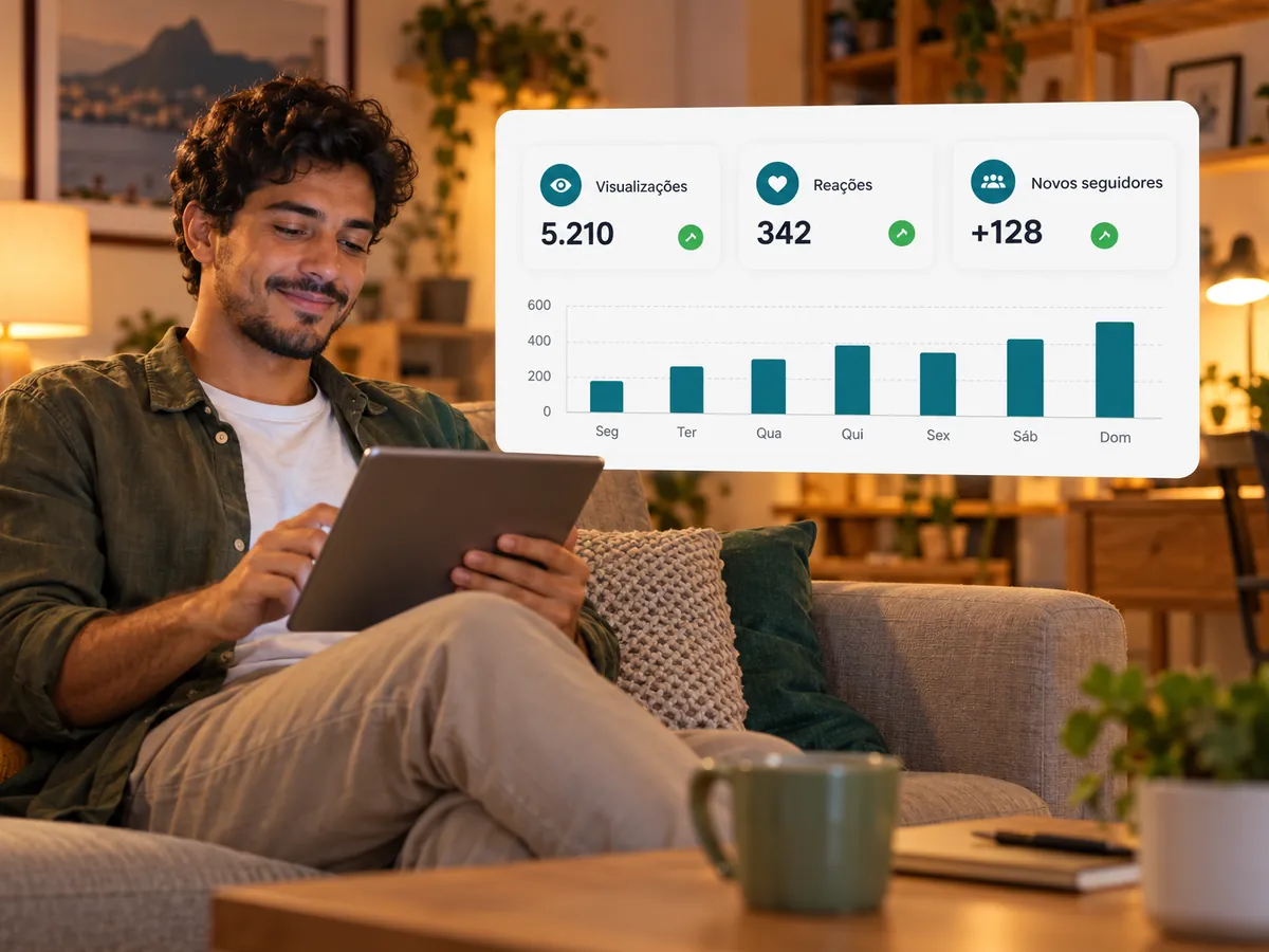 Visualizações, reações e gráfico de seguidores atualizados