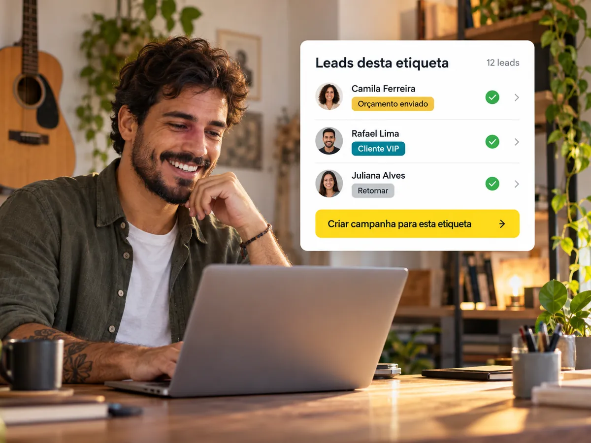 Etiqueta orçamento enviado virando campanha segmentada