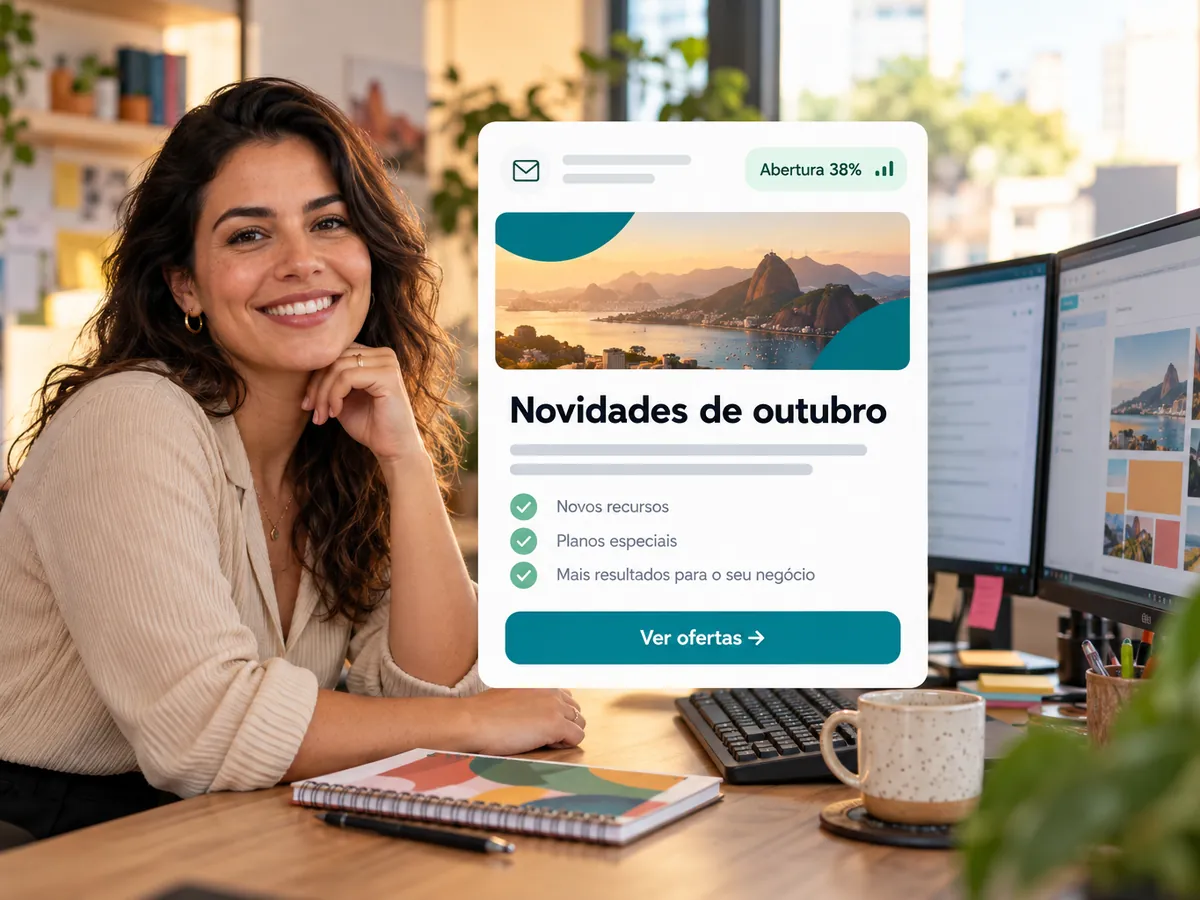 Gestora de marketing preparando campanha de e-mail com o próprio domínio
