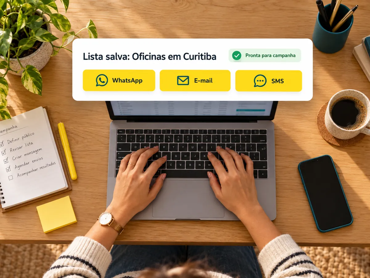 Lista salva sendo escolhida para campanha de WhatsApp, e-mail ou SMS