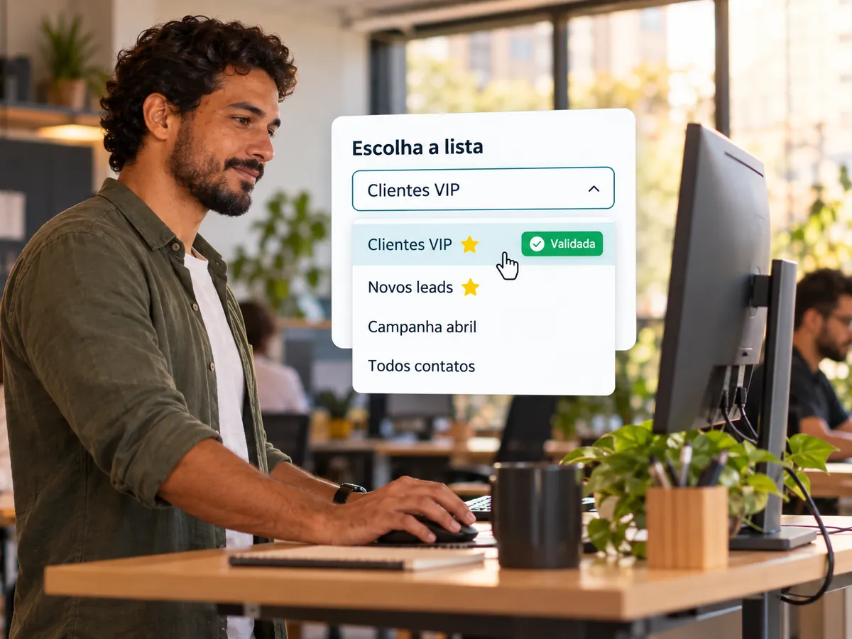 Lista validada e favorita escolhida na criação da campanha