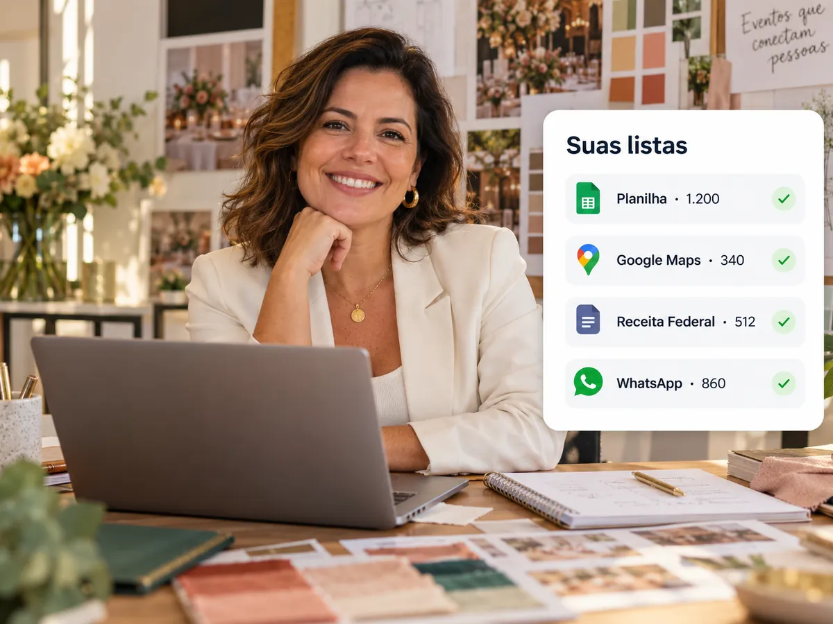 Empreendedora organizando todas as listas de contatos num só lugar