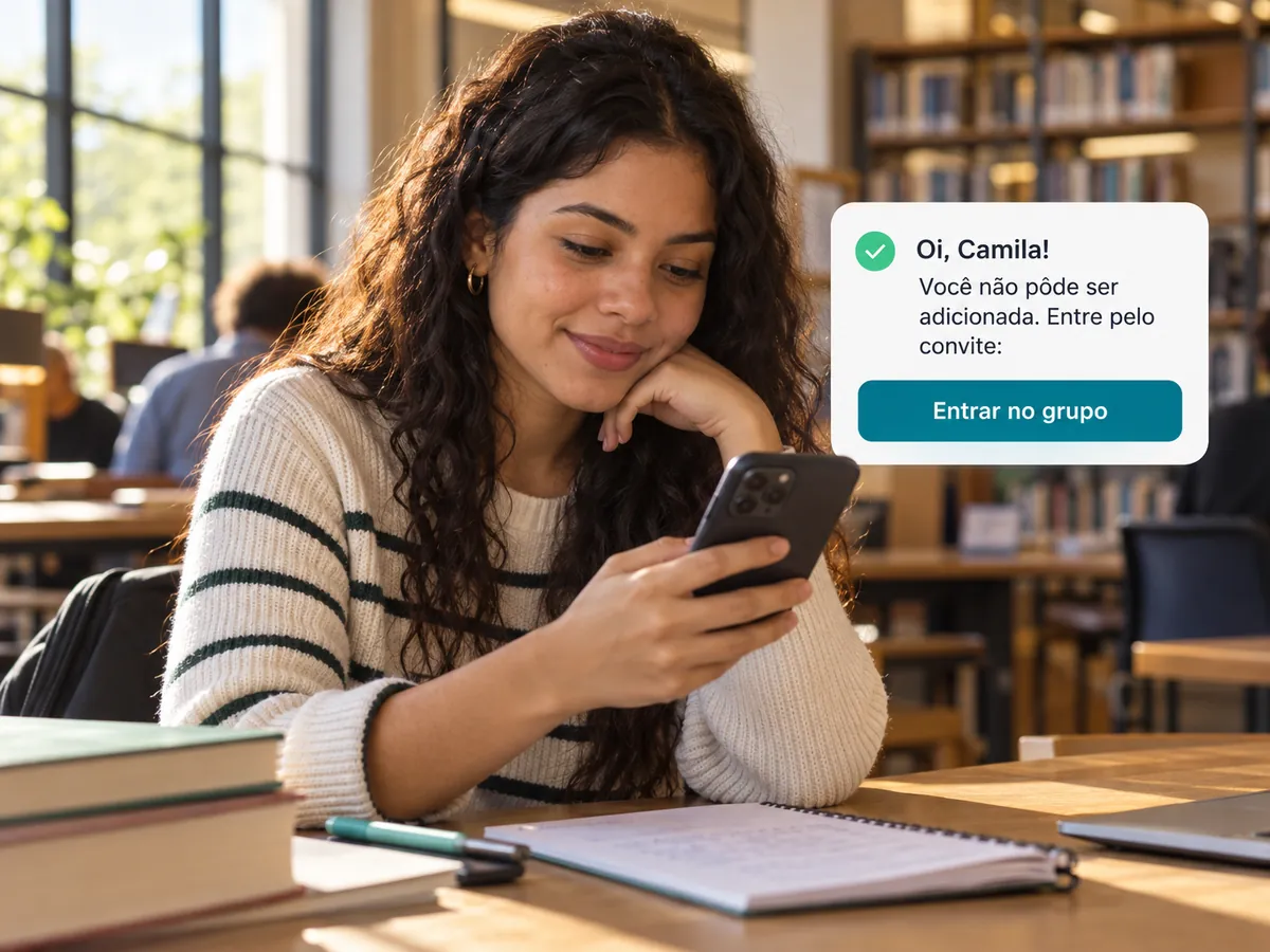 Convite enviado no privado para quem não pode ser adicionado
