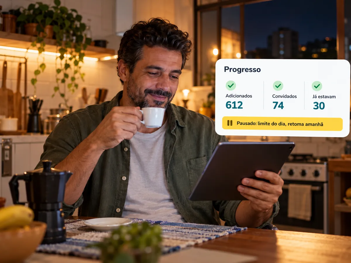 Progresso do projeto com adicionados, convidados e pausas