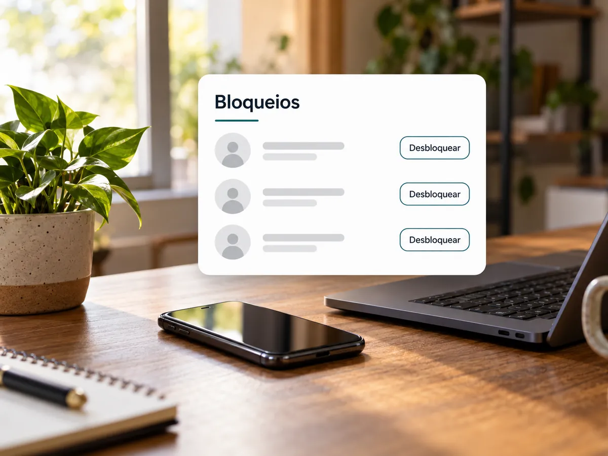 Lista de bloqueios com botão de desbloquear