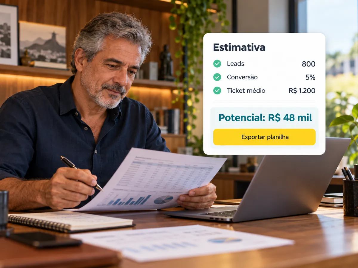 Estimativa de quanto a campanha pode render, exportada em planilha